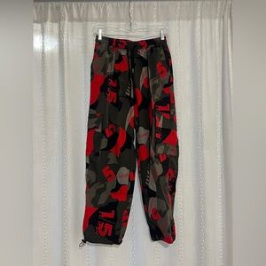 Stylish Camouflage Cargo Pants - Red, Dark Green and Black